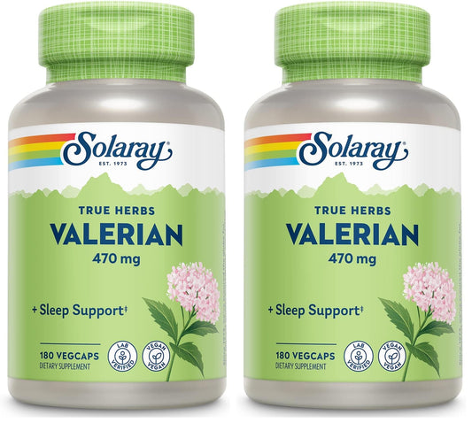 SOLARAY Valerian 470mg bottle with 180 capsules; Pack of 2