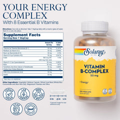 Solaray Vitamin B Complex bottle with 250 vegan capsules