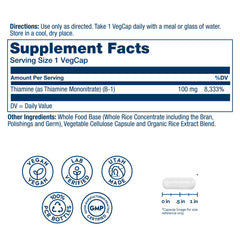 Close-up of Vitamin B1 100mg Thiamine label