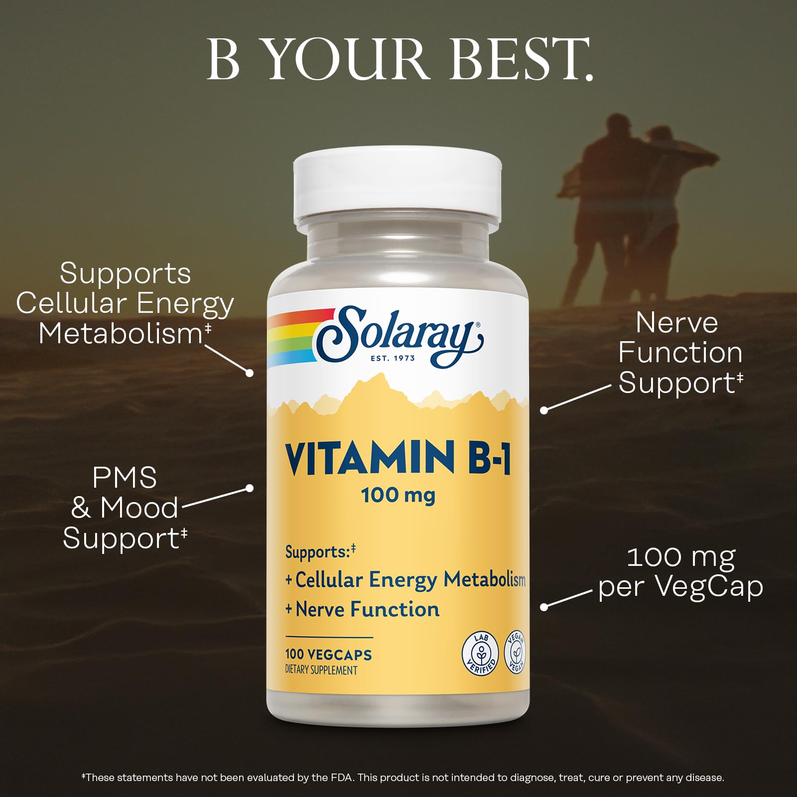 Serving size icon indicating 100 mg per vegan capsule