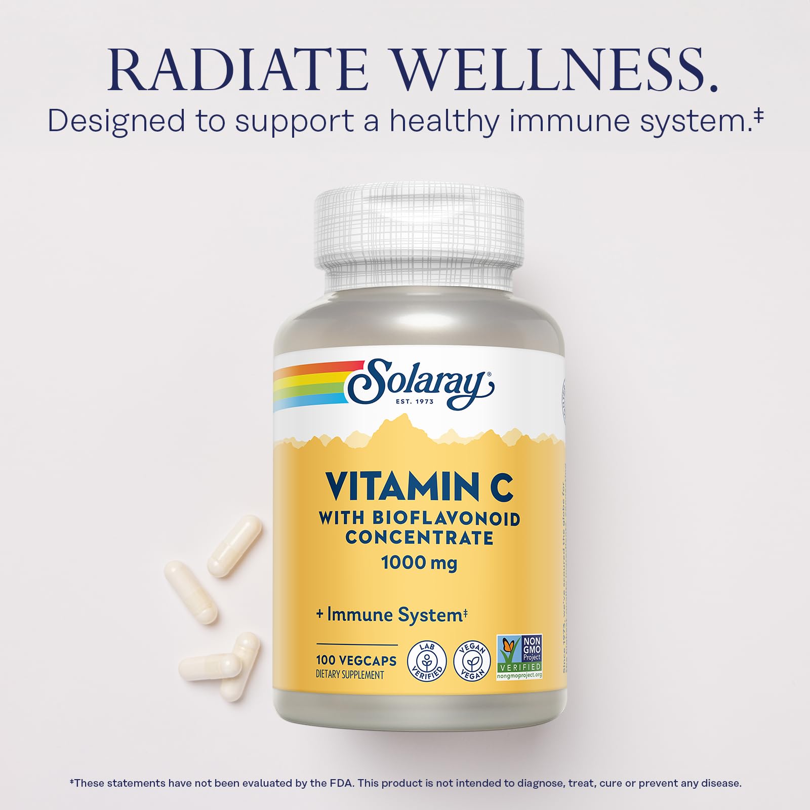 Vegan, Non-GMO Solaray Vitamin C capsules