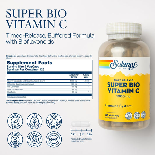 Bottle close-up showing Vitamin C 1000mg label