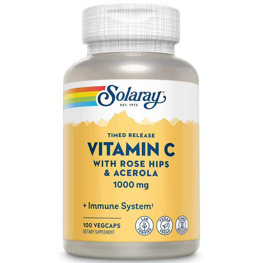 SOLARAY Vitamin C 1000mg Time Release bottle with vegan capsules