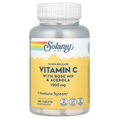 Bottle of SOLARAY Vitamin C 1000mg Timed-Release Tablets with Rose Hips and Acerola Bioflavonoids