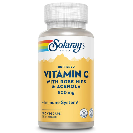 SOLARAY Vitamin C 500mg bottle with Rose Hips and Acerola