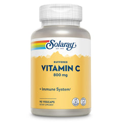 Solaray Buffered Vitamin C 800mg with Rose Hips & Acerola bottle label