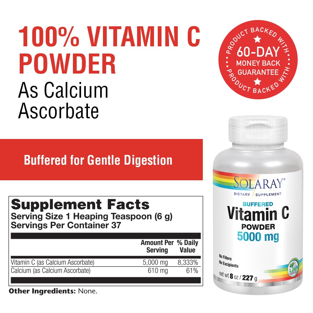 Serving scoop of Solaray Vitamin C Crystalline 5000mg