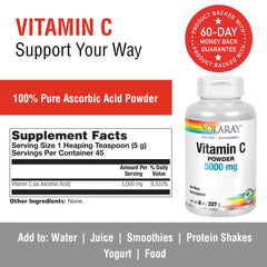 SOLARAY Vitamin C Crystalline Powder 8 oz packaging label detail