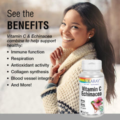 Supplement facts panel showing 500 mg Vitamin C and 300 mg Echinacea