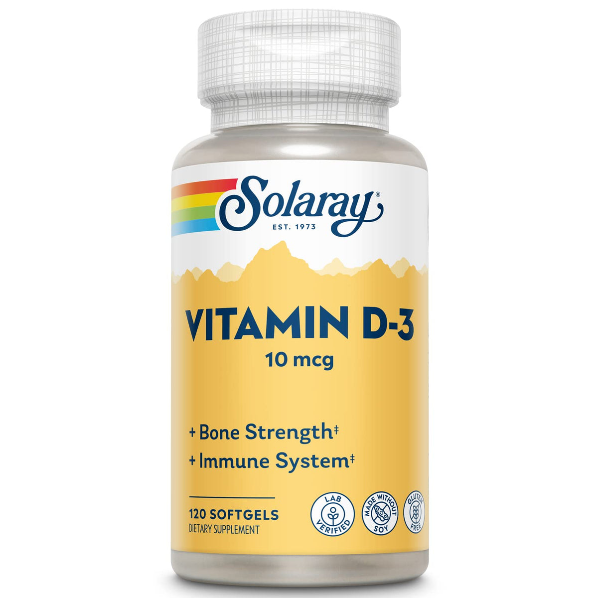 SOLARAY Vitamin D-3 400 IU bottle with 120 softgels