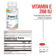 Natural d-Alpha Tocopherol Vitamin E in SOLARAY supplement