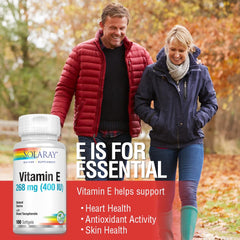 Graphic showing heart and skin health benefits of Vitamin E