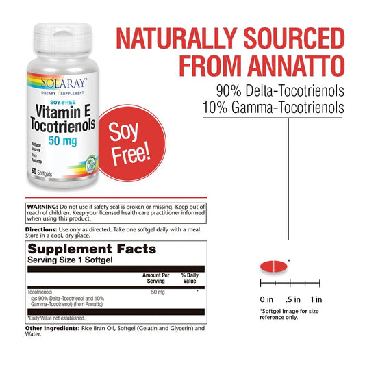Close-up of SOLARAY label – Tocotrienols 50mg