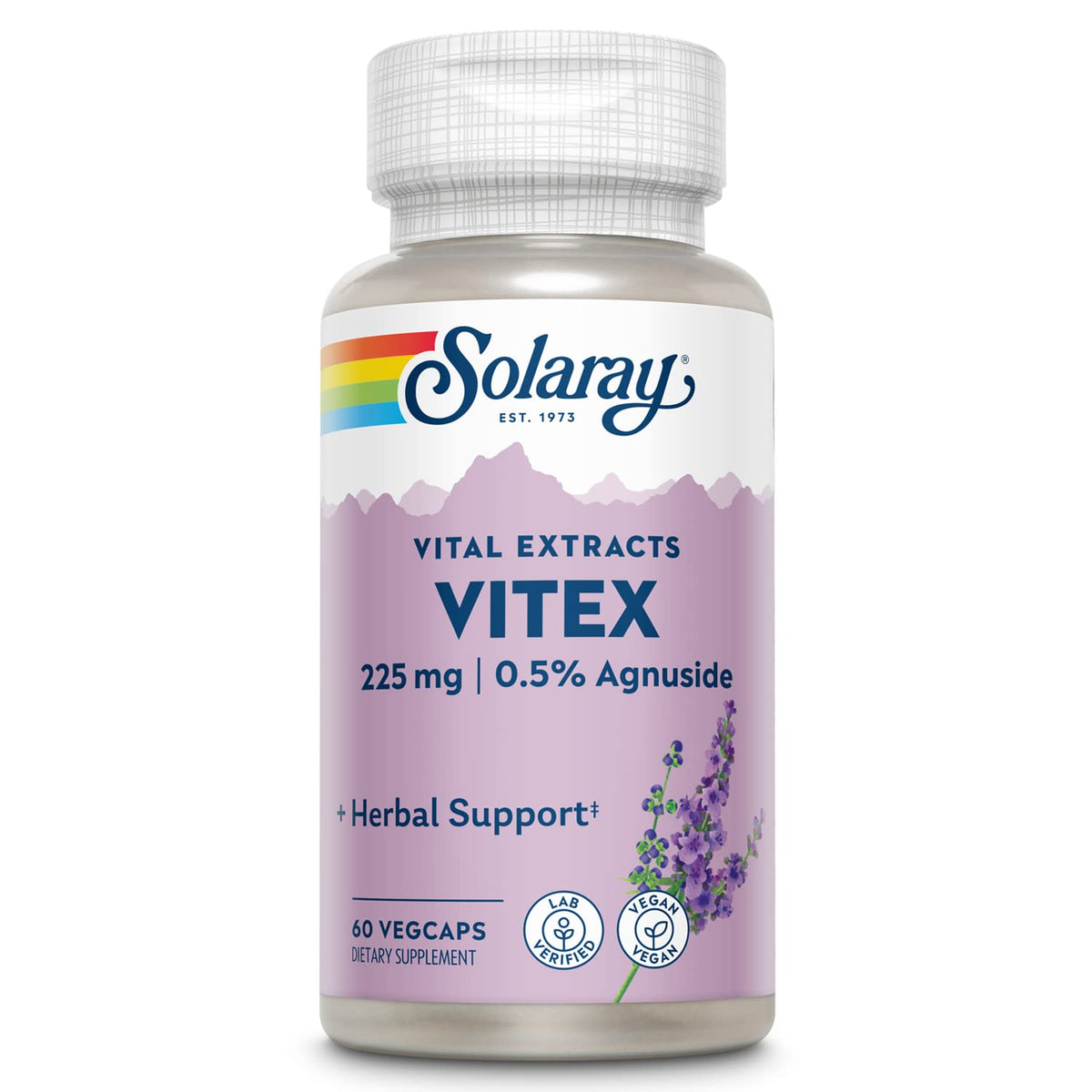 SOLARAY Vitex Berry Extract 225 mg bottle with 60 vegan capsules