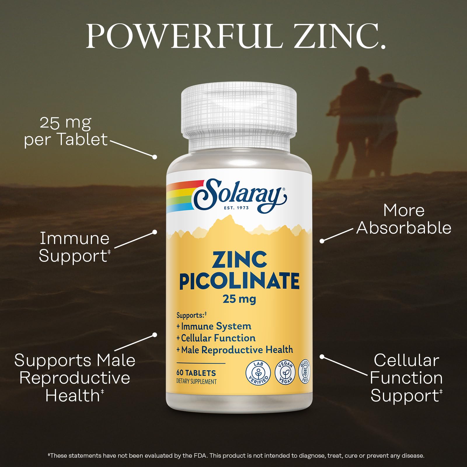 Lab verified quality badge for SOLARAY Zinc Picolinate