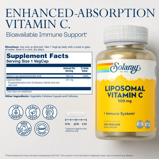 Illustration showing enhanced absorption of liposomal Vitamin C with fatty acids