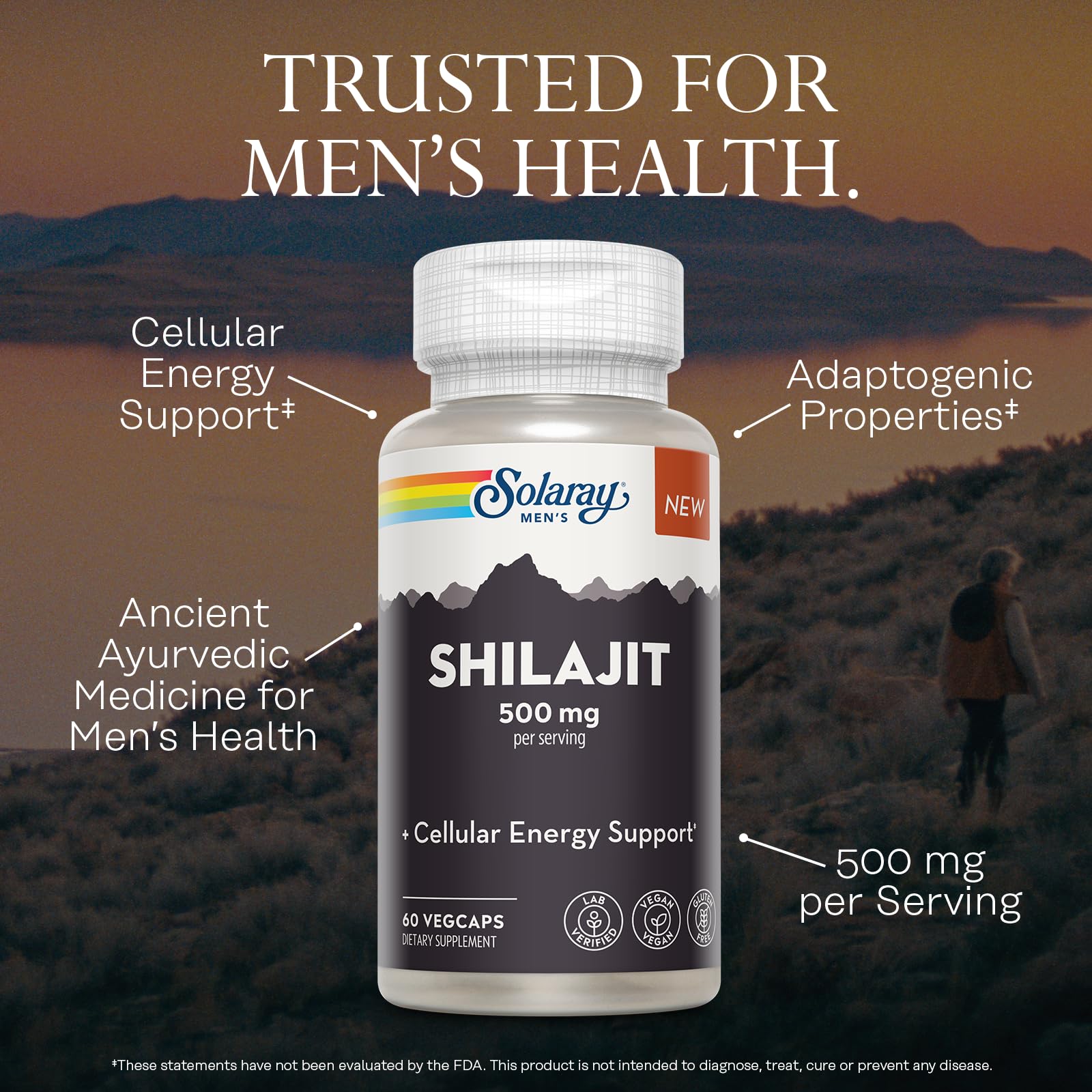 Cellular energy support visuals for Shilajit for men