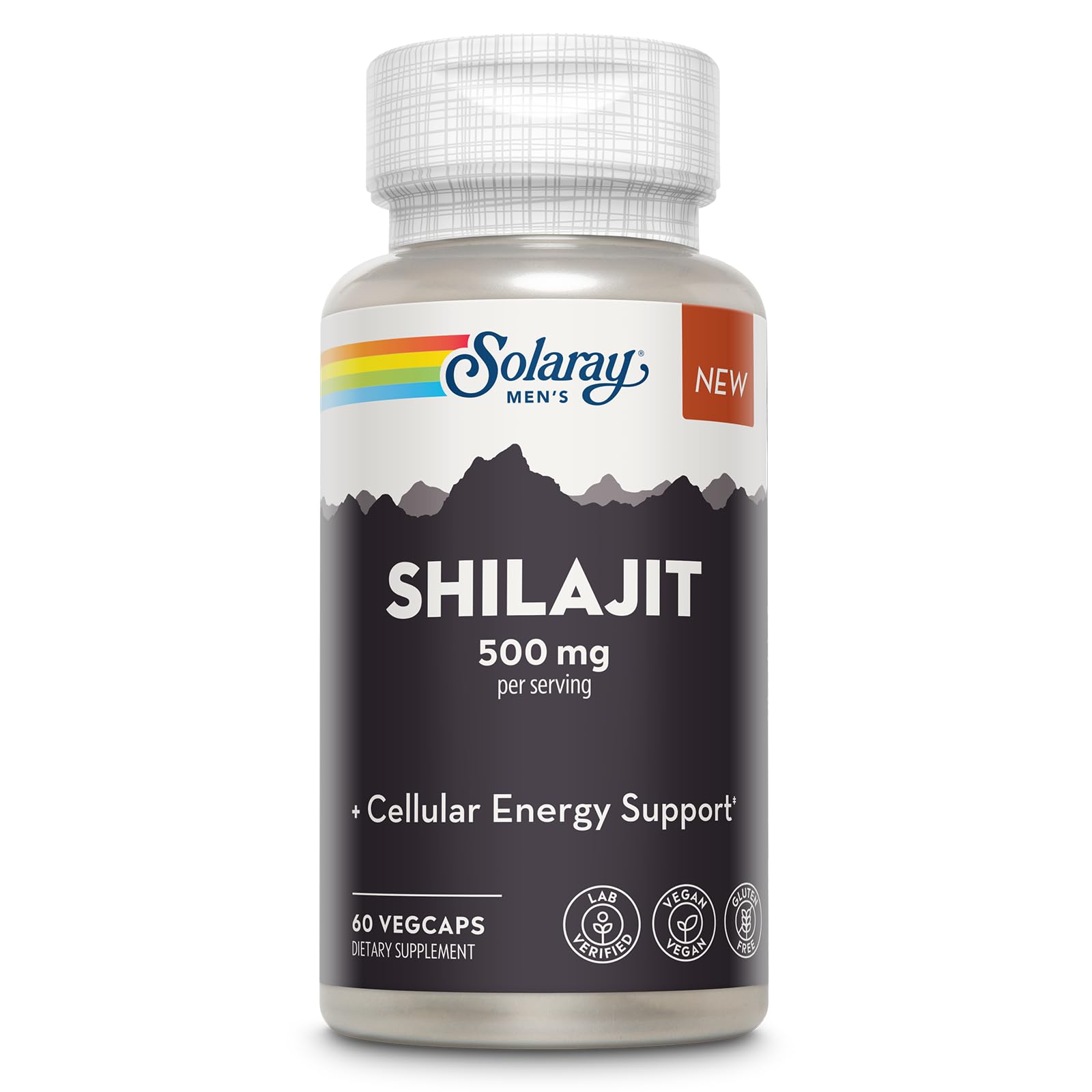 SOLARAY Shilajit 500 mg PrimaVie Himalayan Shilajit for Men bottle