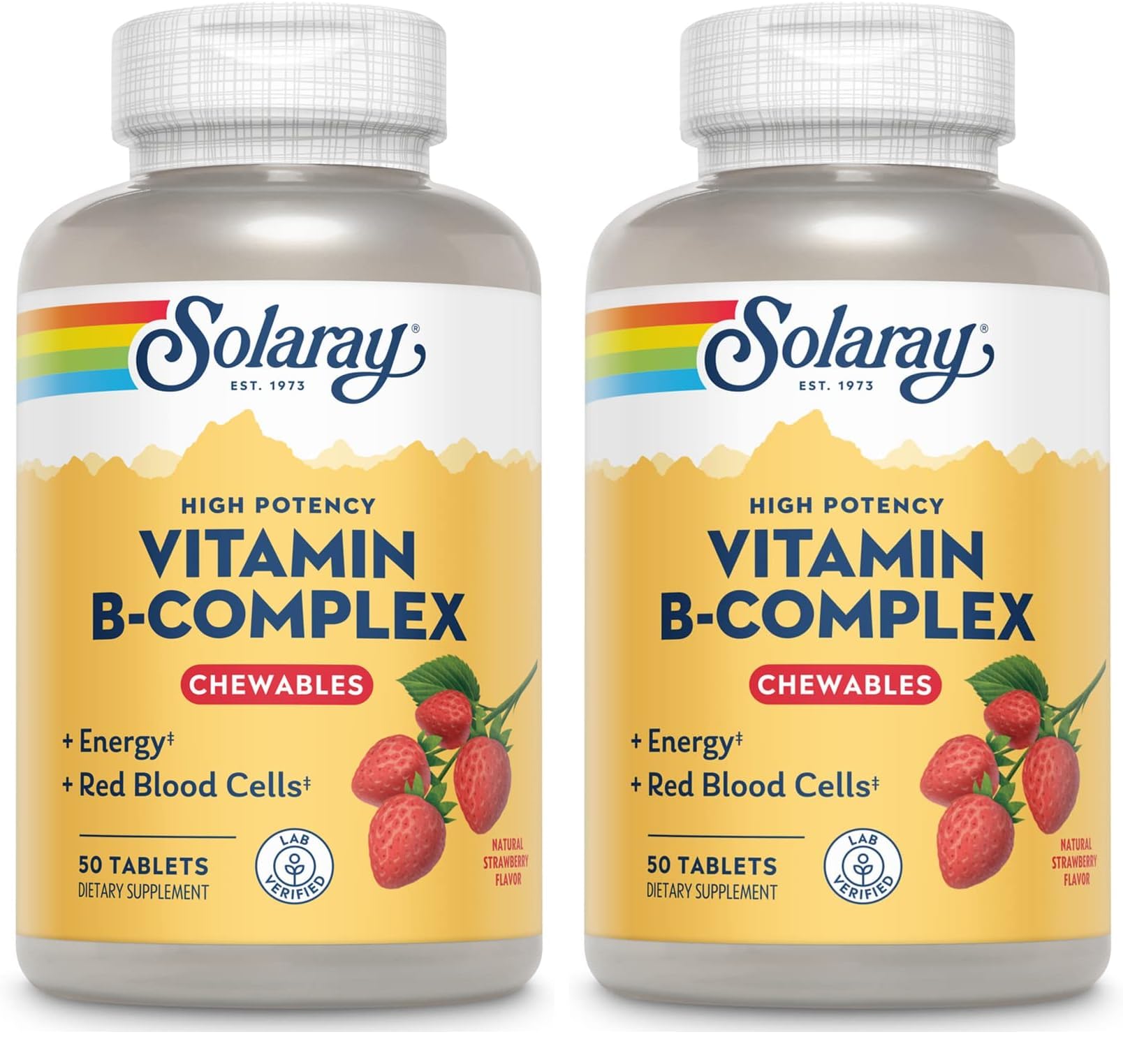 SOLARAY Vitamin B-Complex Chewables Strawberry bottle front label
