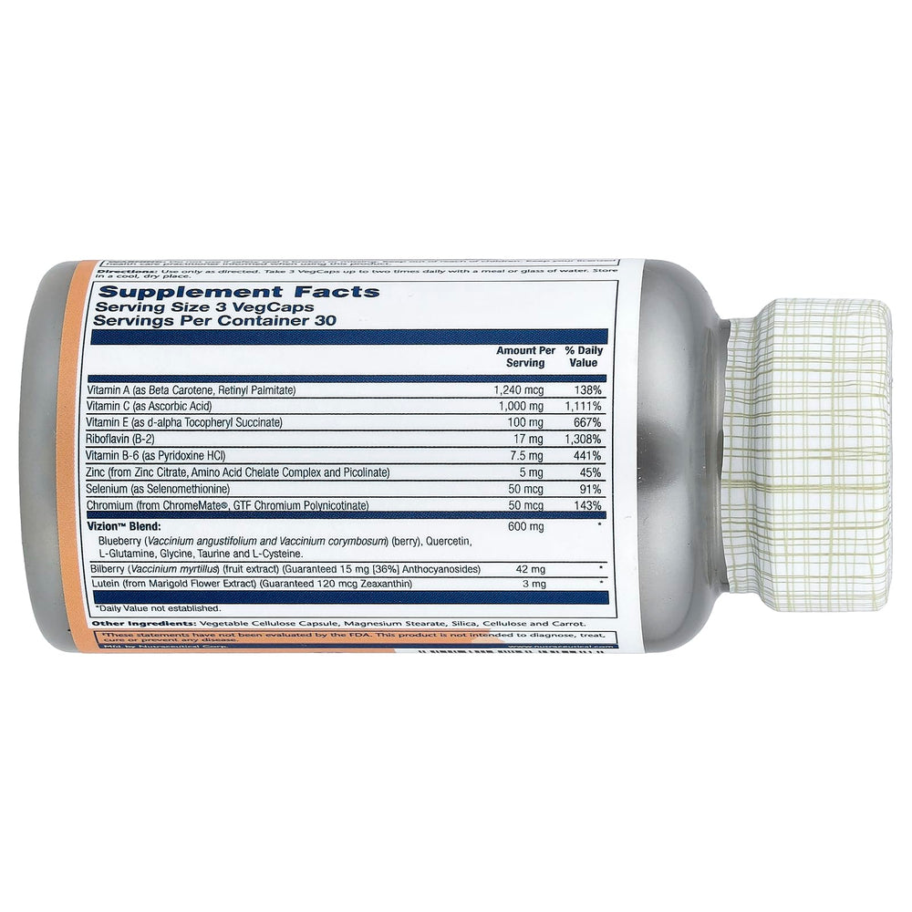 SOLARAY Vizion Veg Cap bottle label close-up