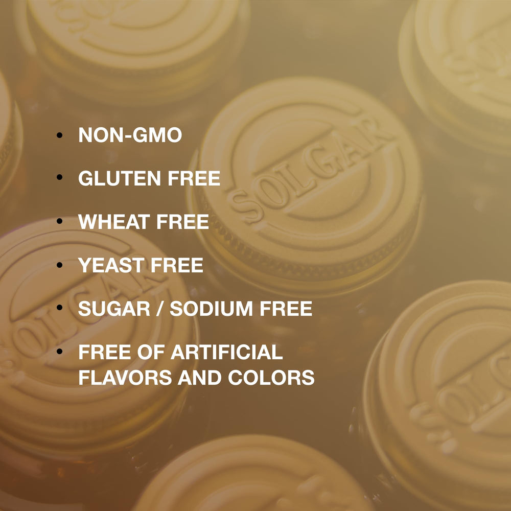 Non-GMO, kosher, gluten-free and dairy-free Solgar B-Complex 100