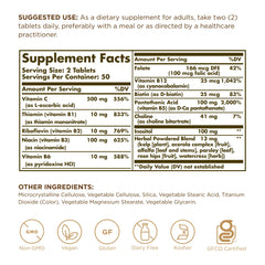 Solgar B-Complex with Vitamin C bottle and label close-up