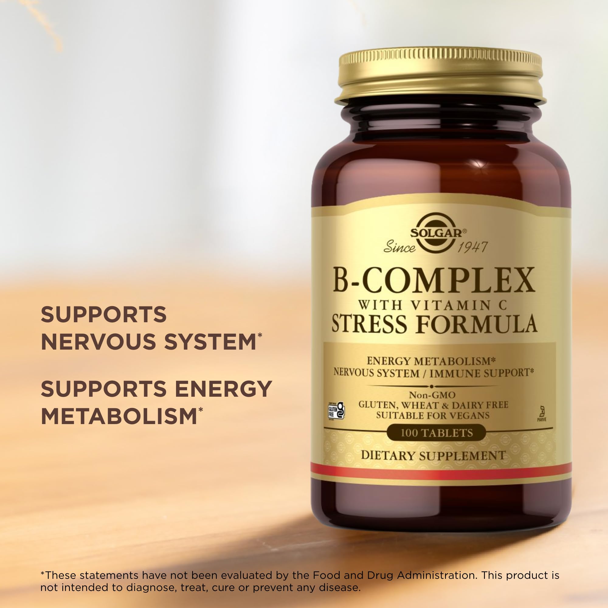Solgar B-Complex with Vitamin C product information on label