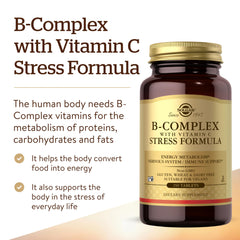 Serving size and tablets image of Solgar B-Complex Stress Formula