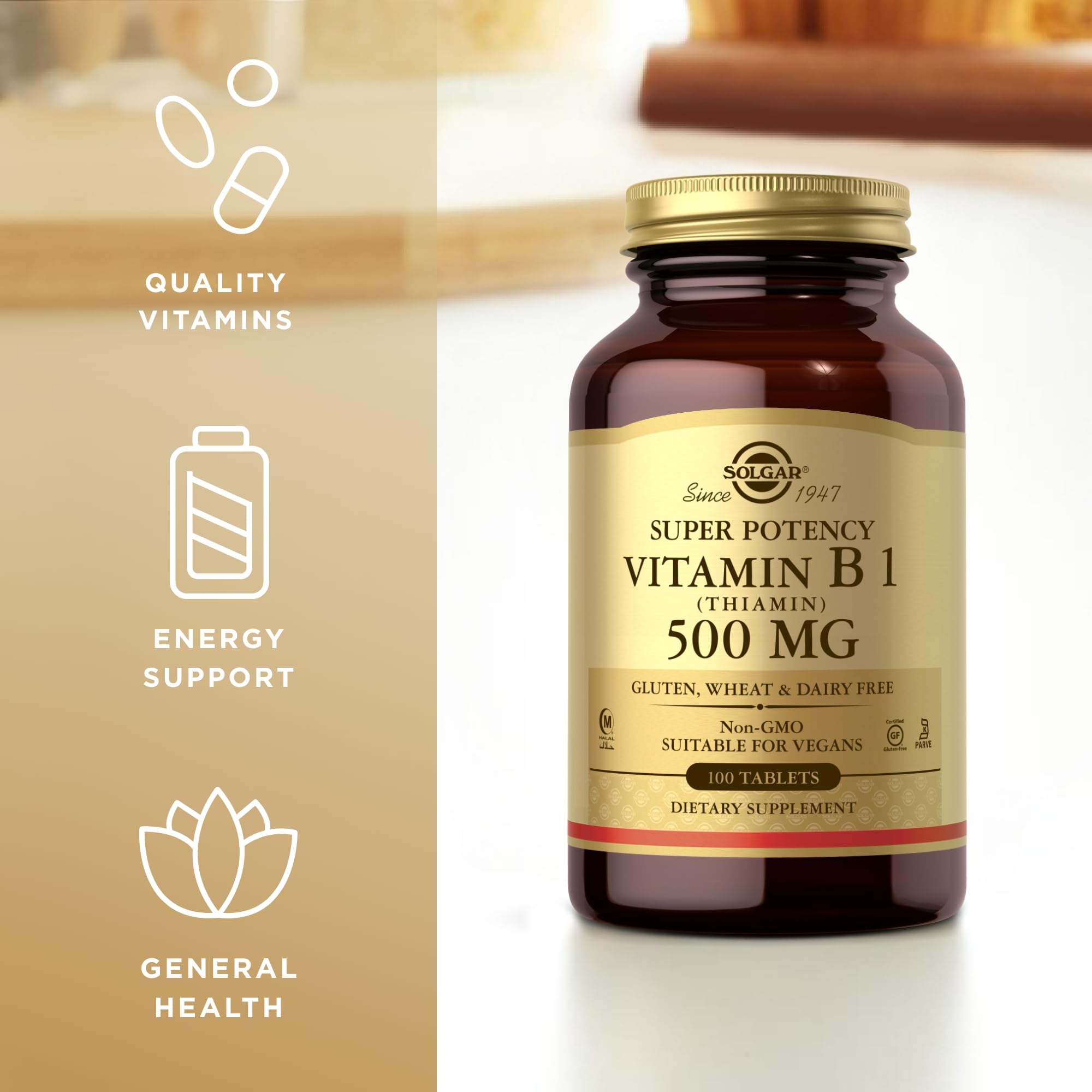 Solgar Vitamin B1 Thiamin vegan formulation image