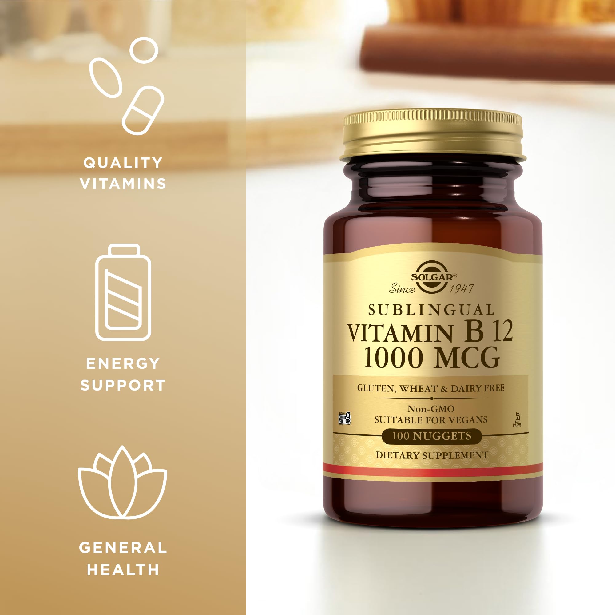 Nutritional facts panel of Solgar Vitamin B12 1000 mcg