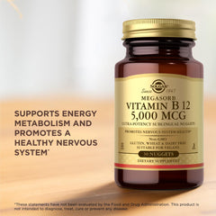 Supports nervous system health with Vitamin B12 5000 mcg