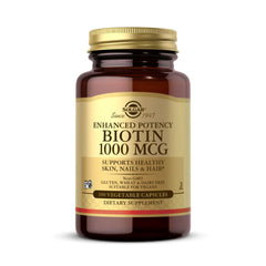 Solgar Biotin 1000 mcg bottle and label