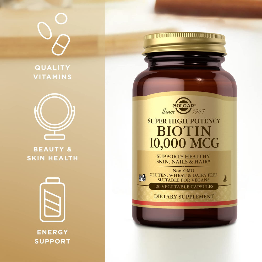 Solgar Biotin 10,000 mcg – product label and ingredients