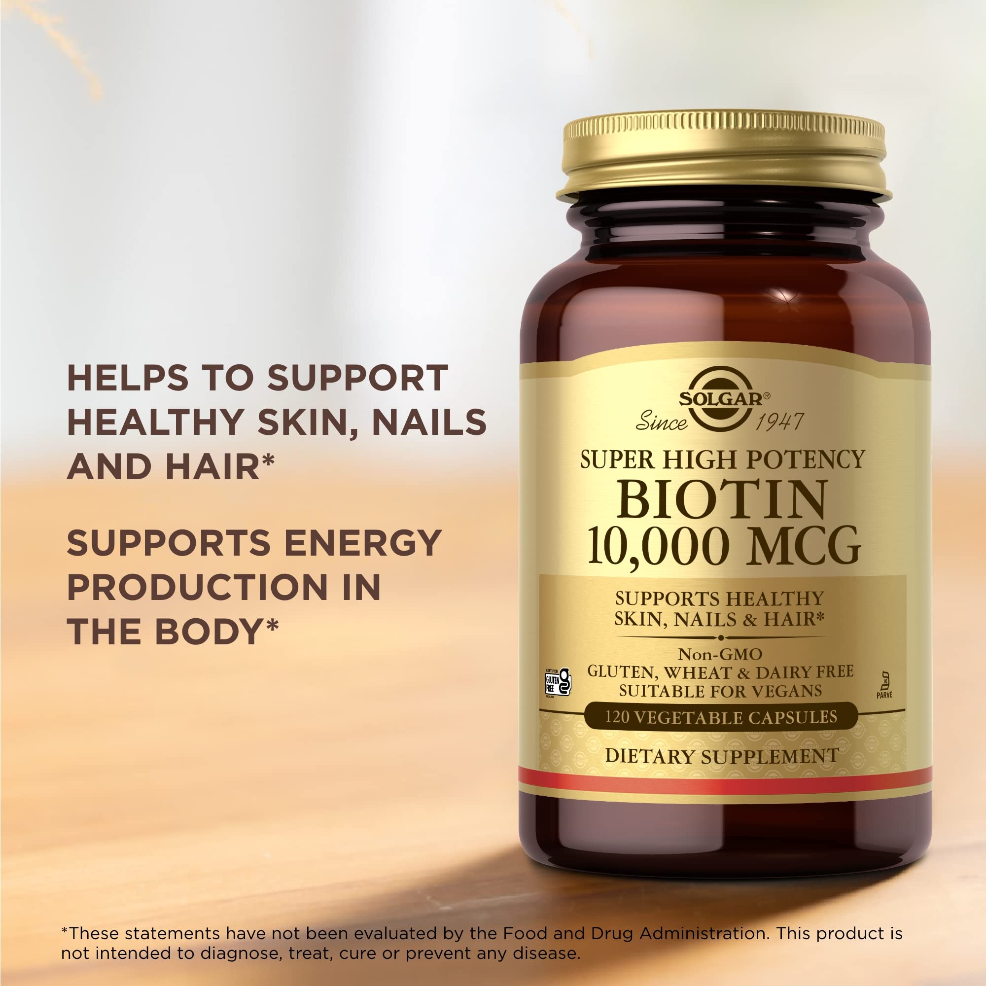 Solgar Biotin 10,000 mcg – supports healthy skin, nails and hair