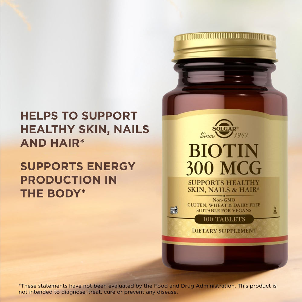 Vegan, Non-GMO, Gluten Free and Kosher icons on Solgar Biotin label