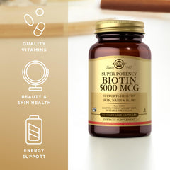 Solgar Biotin 5000 mcg packaging - gluten free and dairy free