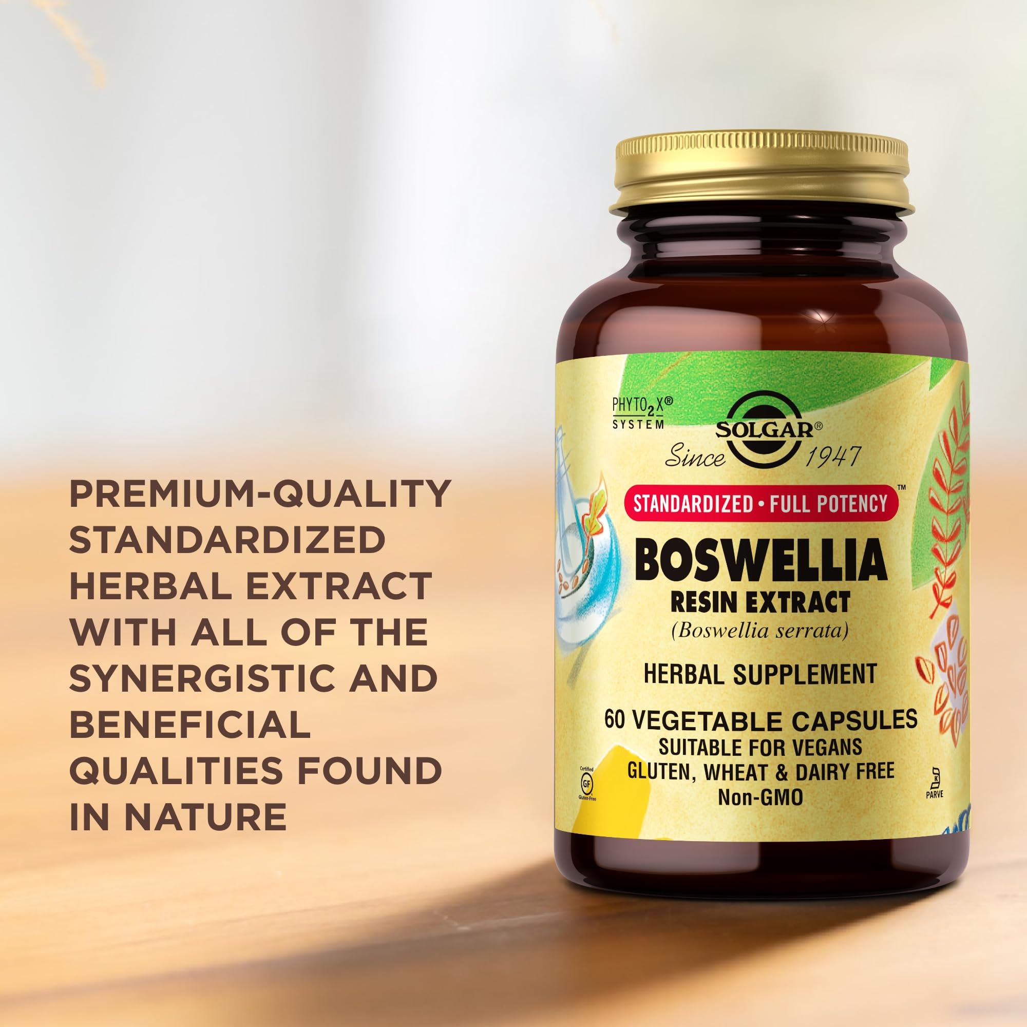Solgar Boswellia Resin Extract bottle on countertop