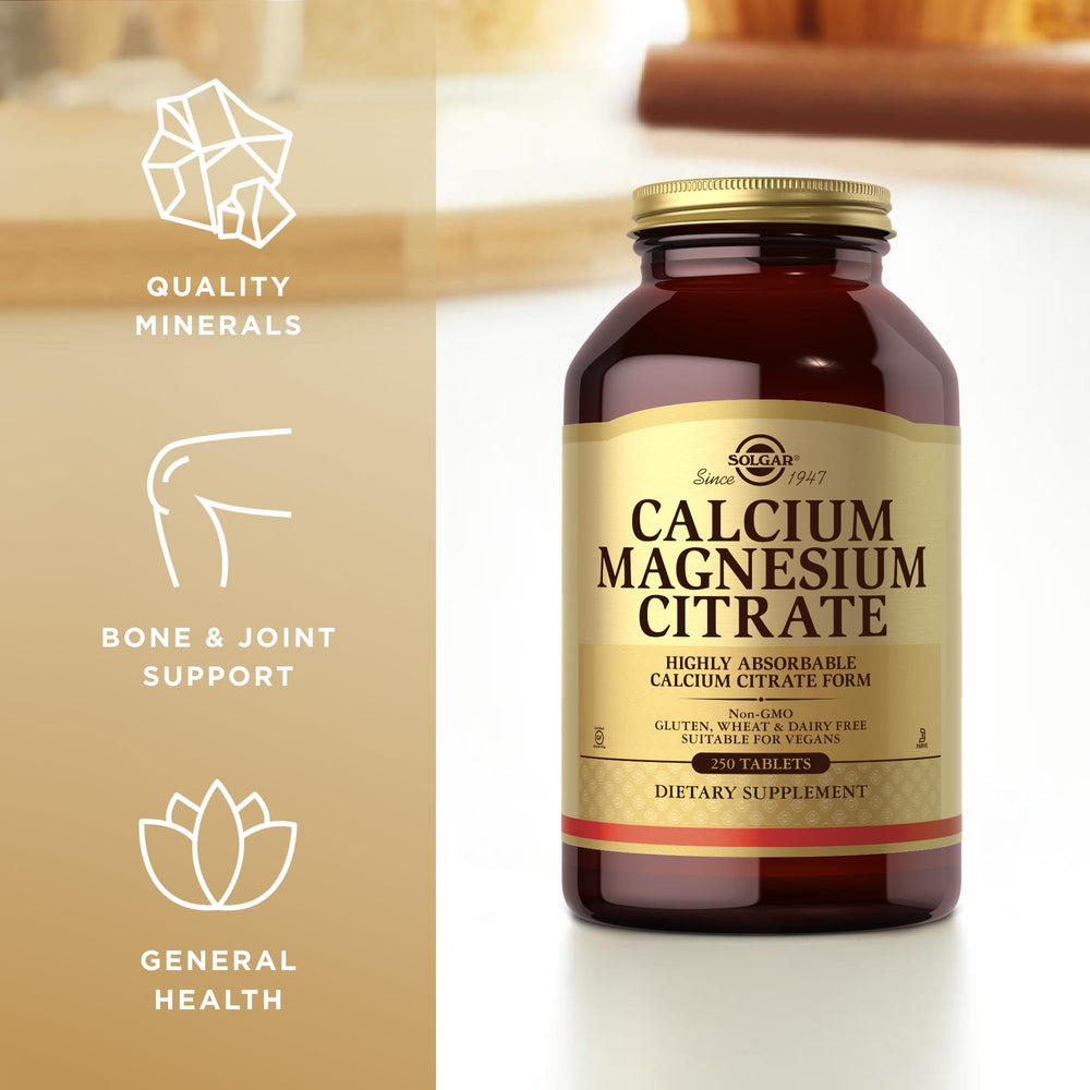 Bottle with tablets of Solgar Calcium Magnesium Citrate