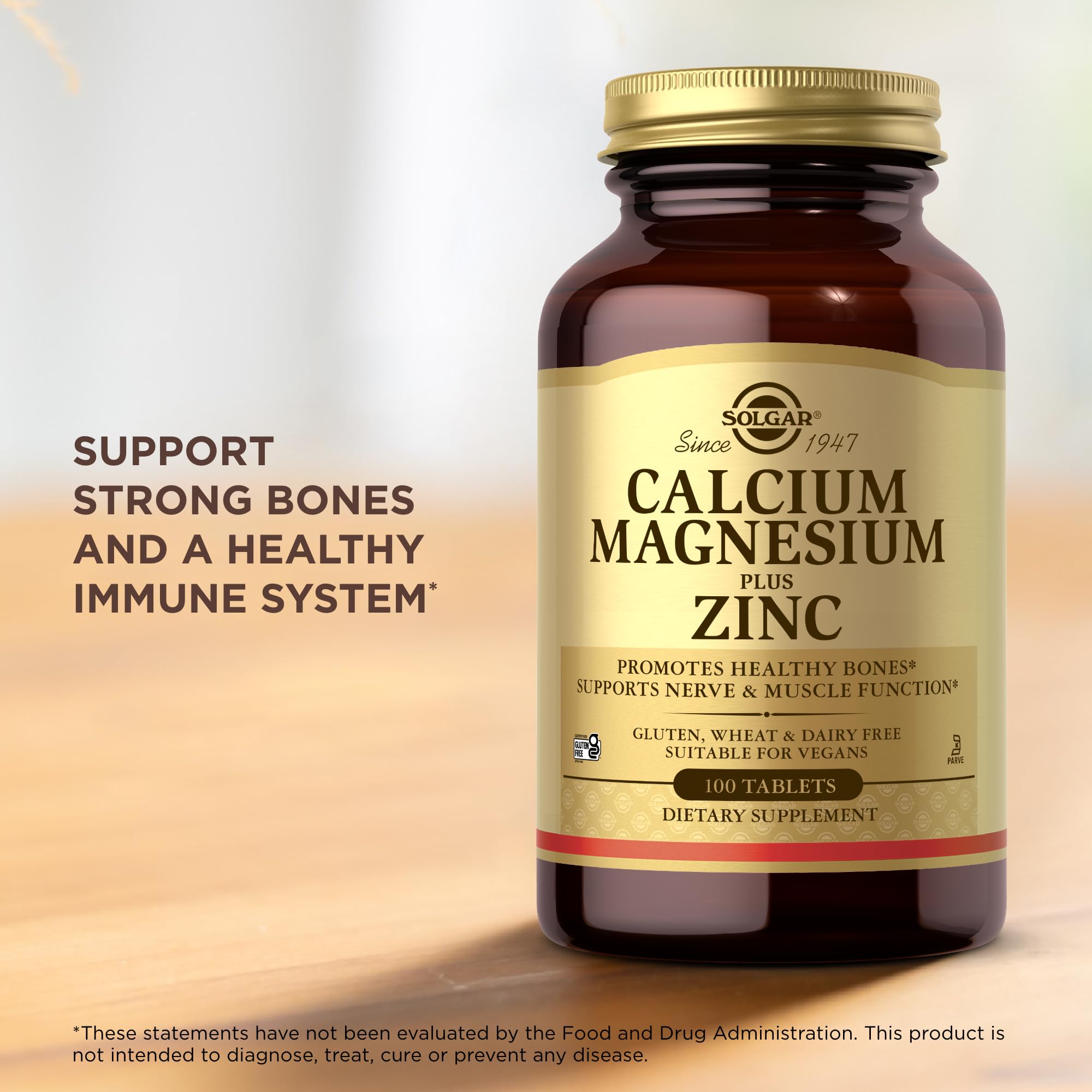 Solgar Calcium Magnesium Plus Zinc two-pack packaging and label