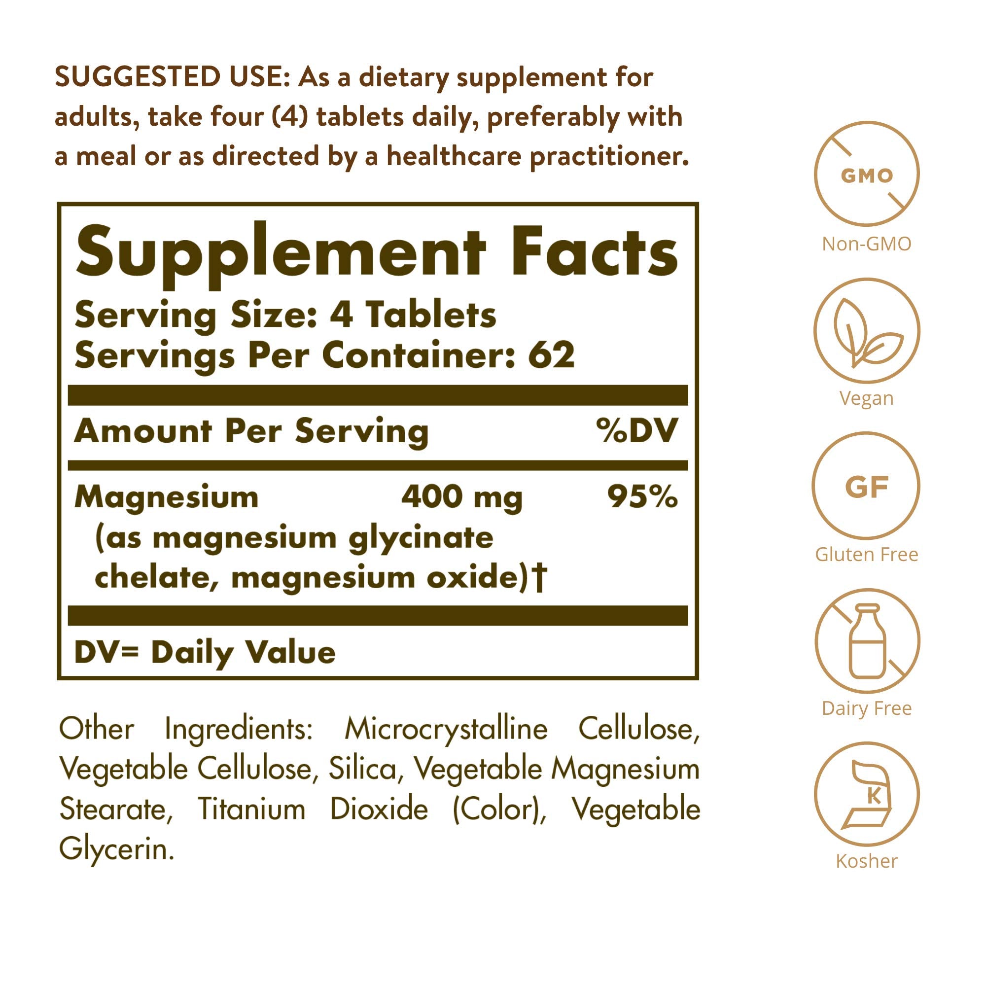Solgar Chelated Magnesium bottle label