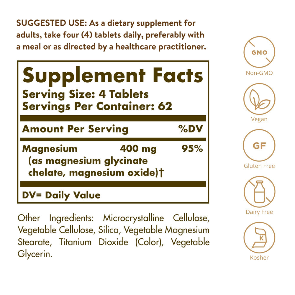 Solgar Chelated Magnesium bottle label