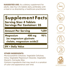 Close-up of Solgar Chelated Magnesium bottle label