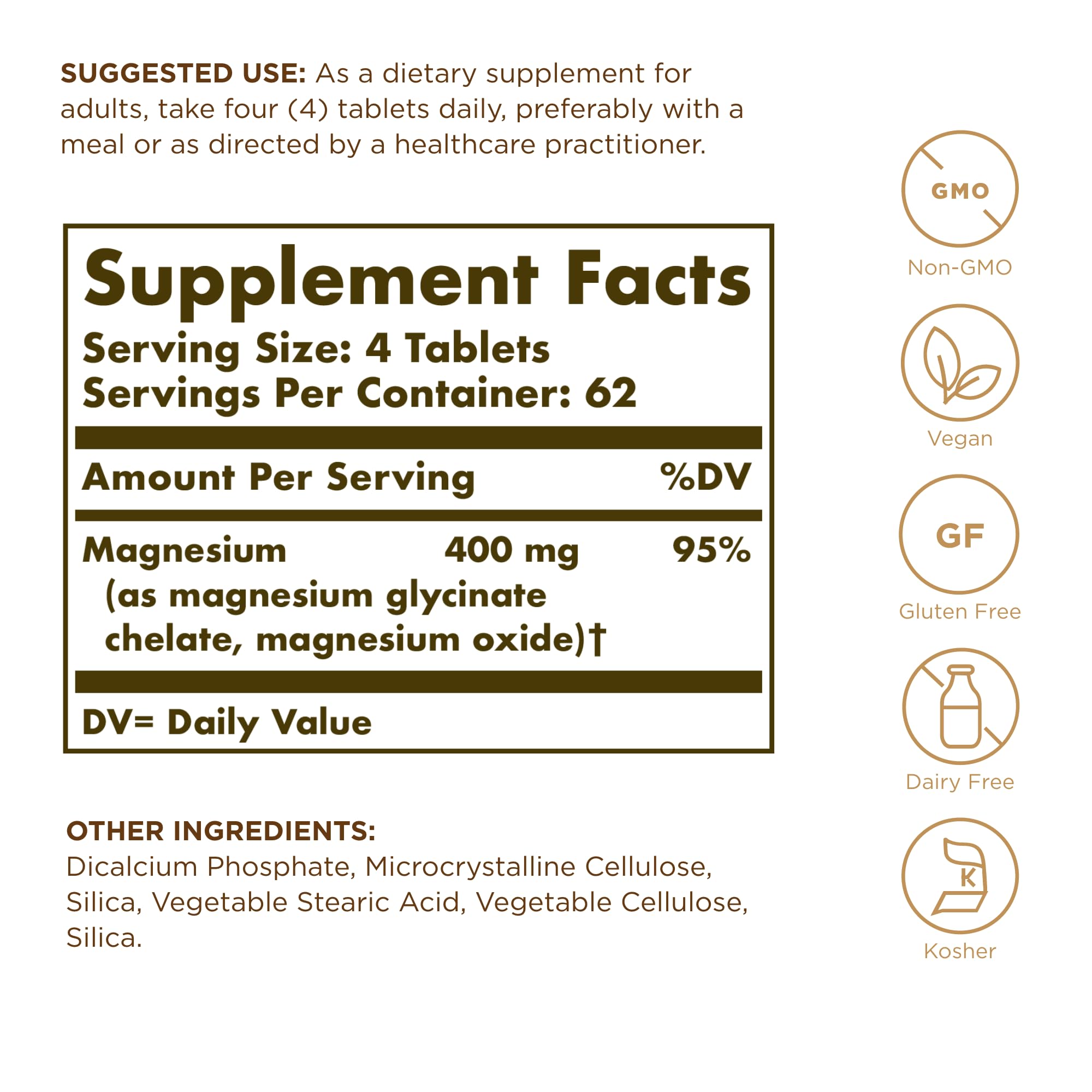 Solgar Chelated Magnesium ingredients list