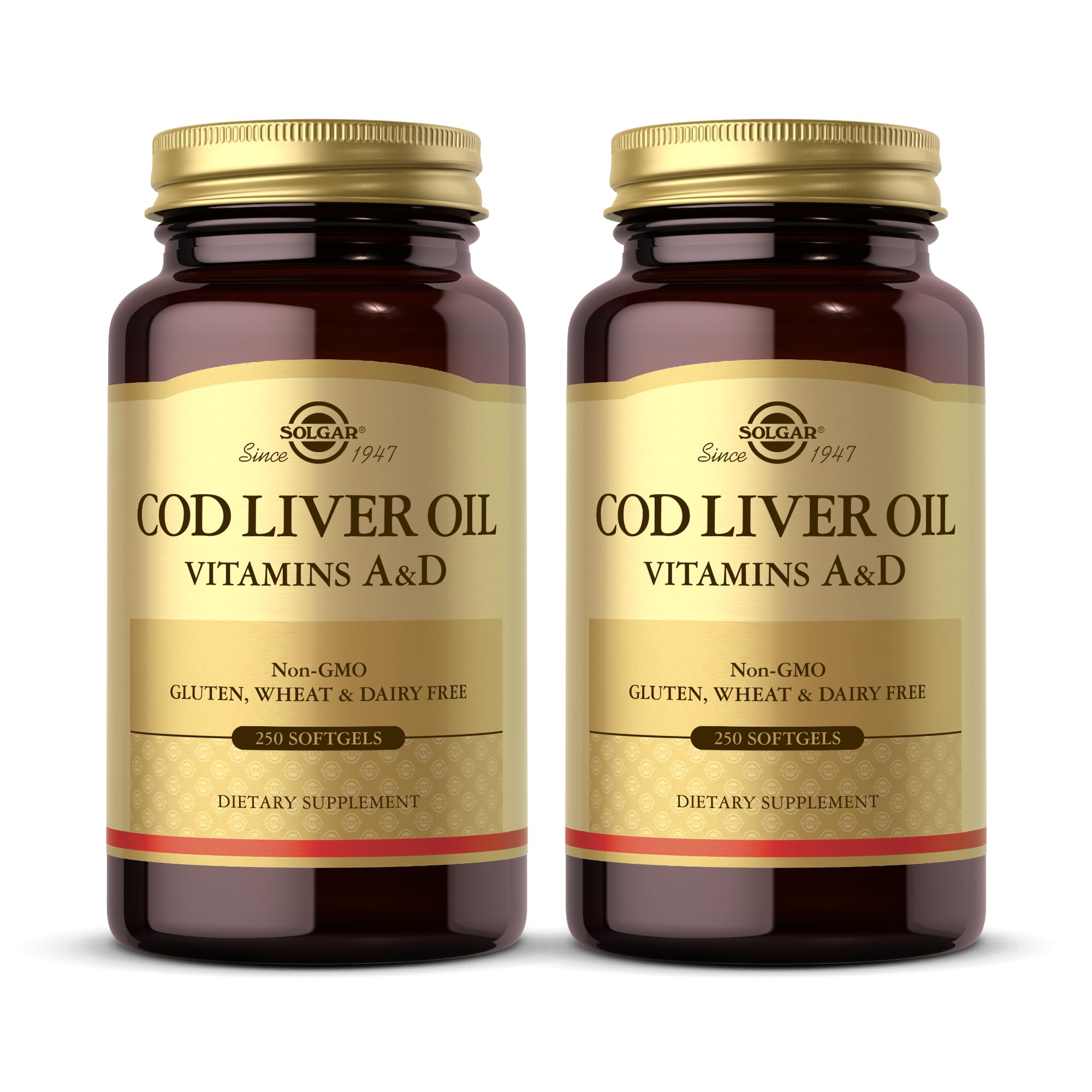 Solgar Cod Liver Oil 250 Softgels bottle - front view