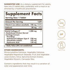 Solgar Collagen Hyaluronic Acid Complex label highlights
