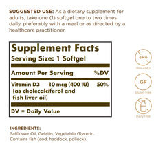 Solgar Vitamin D3 softgels for immune support