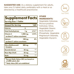 Solgar Ester-C Plus bottle back with supplement facts