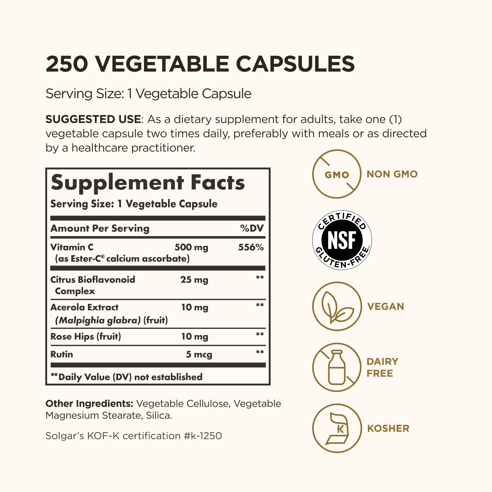Solgar Ester-C Plus capsules on white background