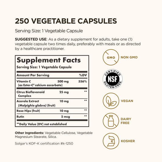 Solgar Ester-C Plus capsules on white background