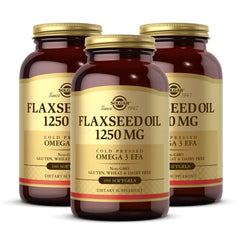 Solgar flaxseed oil bottle 1250 mg 100 softgels 3-pack